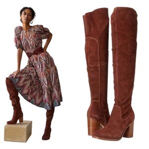 Kelsi Dagger Brooklyn Logan Over the Knee Boot Coffee Bean WIDE CALF